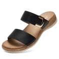thumbnail image 4 of Littleplum Women's Arch Support Sandals Wide Leather Strap Casual Summer Beach Sandals for Women,Black,Size 5.5, 4 of 12