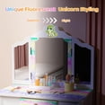 thumbnail image 4 of JOYMOR Luminous Unicorn Kids Vanity, 2-in-1 Toddler Vanity, w/Tri-Fold Mirror, 1 Drawer, Kids Vanity Table and Chair Set for Girls, Perfect Birthday, 4 of 7