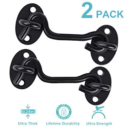 Barn Door Lock, 2 Pack 4'' Barn Door Latch, Heavy Duty Solid Thicken Stainless Steel Gate Latch Lock, Add More Security and Privacy. Cabin Hooks and Eye Latch Best for Barn Door,