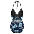 thumbnail image 4 of One Piece Swimsuit Women Tummy Control - V Neck Sketch Cartoon Cat Paw Blue Halter Swim Suits for Women 2025, Padded Full Coverage Bathing Swim Suit for Women, 4 of 7