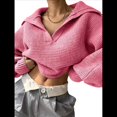 thumbnail image 2 of Suéteres de Larga para Mujer, Suéter Ajustado y Elástico de Gran Tamaño, Jersey de Punto Acanalado de Color Liso. Rosa M, 2 of 7