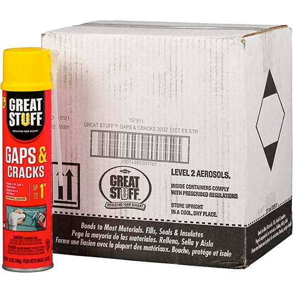 GREAT STUFF Gaps & Cracks Insulating Foam Sealant, 20 oz. Straw, Cream 12 Pack
