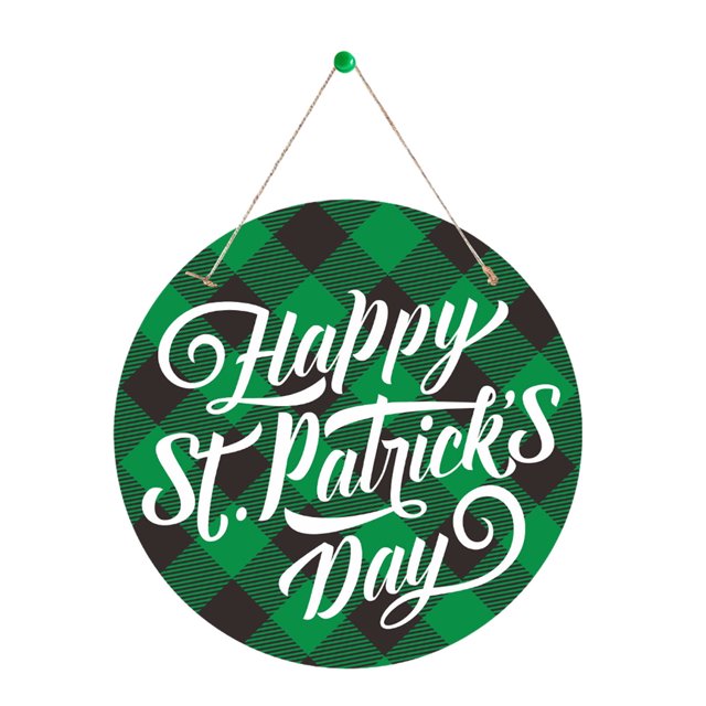 AJKSFHIU - Letrero colgante de papel a cuadros verdes para puerta de 28 cm, diseño de trébol de la suerte para el Día de San Patricio, ideal para interiores y exteriores.