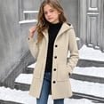 thumbnail image 6 of Girls Hooded Wool Blend Coat Mid-Length, Long Sleeve Single Breasted Fall Winter Peacoat Trench Jacket with Pockets, Beige 7-8 Years, 6 of 6