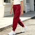 thumbnail image 5 of Mifsaly Girls Cotton Joggers Elastic Waist Straight Leg Casual Sweapants with Pockets Kids Warm Fall Winter Back School Outfits, 5 of 9