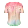 thumbnail image 5 of Plus Size Tops for Women Henley Short Sleeve Flowy Tie Dye T-Shirts Summer Loose Casual Color Block Tee (5XL, Hot Pink 1), 5 of 6