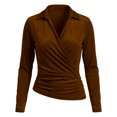 thumbnail image 4 of Womens Shirts Lapel Solid Color Velvet Feel Long Sleeve Base Layer Top Autumn Winter Slim Fit Dressy Casual Summer Shirts, 4 of 4