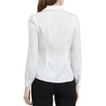 thumbnail image 3 of INSPIRE CHIC Women's Shirt Flat Collar Long Sleeves Button Down Office Satin Shirt S White, 3 of 6
