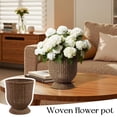 thumbnail image 7 of LEWEEN 16.9" Brown Woven Urn-Style Planter with Decorative Scalloped Rim and Transparent Inner Lining, 7 of 7