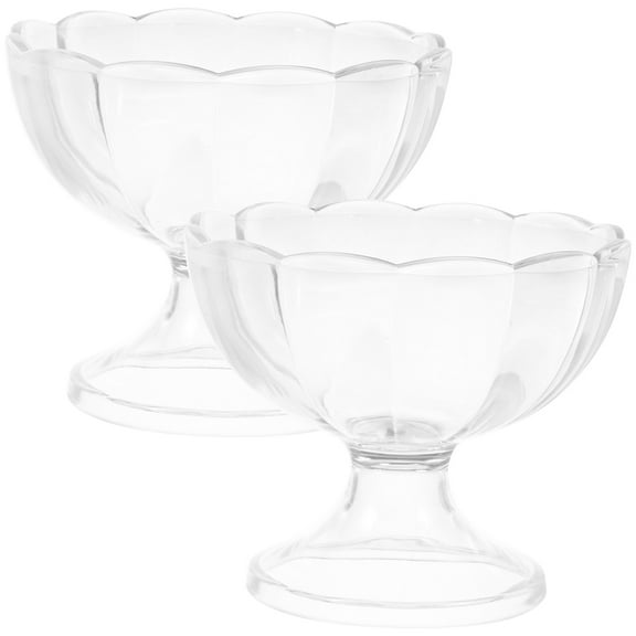FRCOLOR Plastic Footed Bowl for Dessert and Ice Cream with High Base Design Transparent AS Material 2pcs