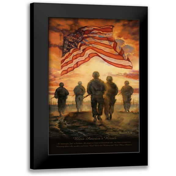 Mohr, Bonnie 11x14 Black Modern Framed Museum Art Print Titled - Bless Americas Heroes