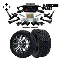 Hardcore Parts 6” Heavy Duty Double A-Arm Suspension Lift Kit for Club Car DS Golf Cart (2004.5-Up) with 14" Machined/Black 'LANCER' Wheels and 23"x10"-14" DOT rated All-Terrain tires
