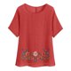 thumbnail image 1 of Camiseta de Mujer Camiseta de Manga Corta Impresión Casual Raglan Suelto de Lino Top Blusas, Cuello de la Tripulación, 1 of 5