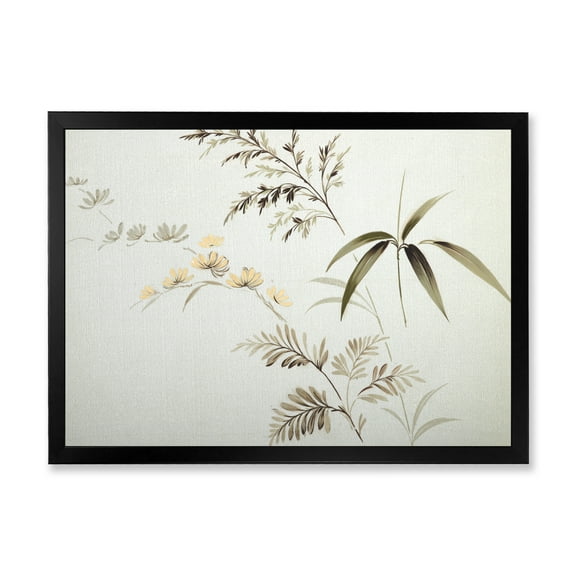 Designart 'Abstract Retro Drawing of Flowers III' Vintage Framed Art Print