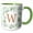Green/White, variant on 3drose, Monogram Initial Letter W in Gold Framed in Leaves and a Gold Square., 11oz Magic Transforming Mug