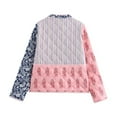 thumbnail image 6 of Women's Cropped Quilted Jacket Cardigan Floral Printed Long Sleeve Open Front Short Coats Powder Blue S, 6 of 10