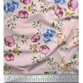 thumbnail image 1 of Soimoi Pink Poly Georgette Fabric Leaves & Floral Fabric Prints by Yard 52 Inch Wide, 1 of 1