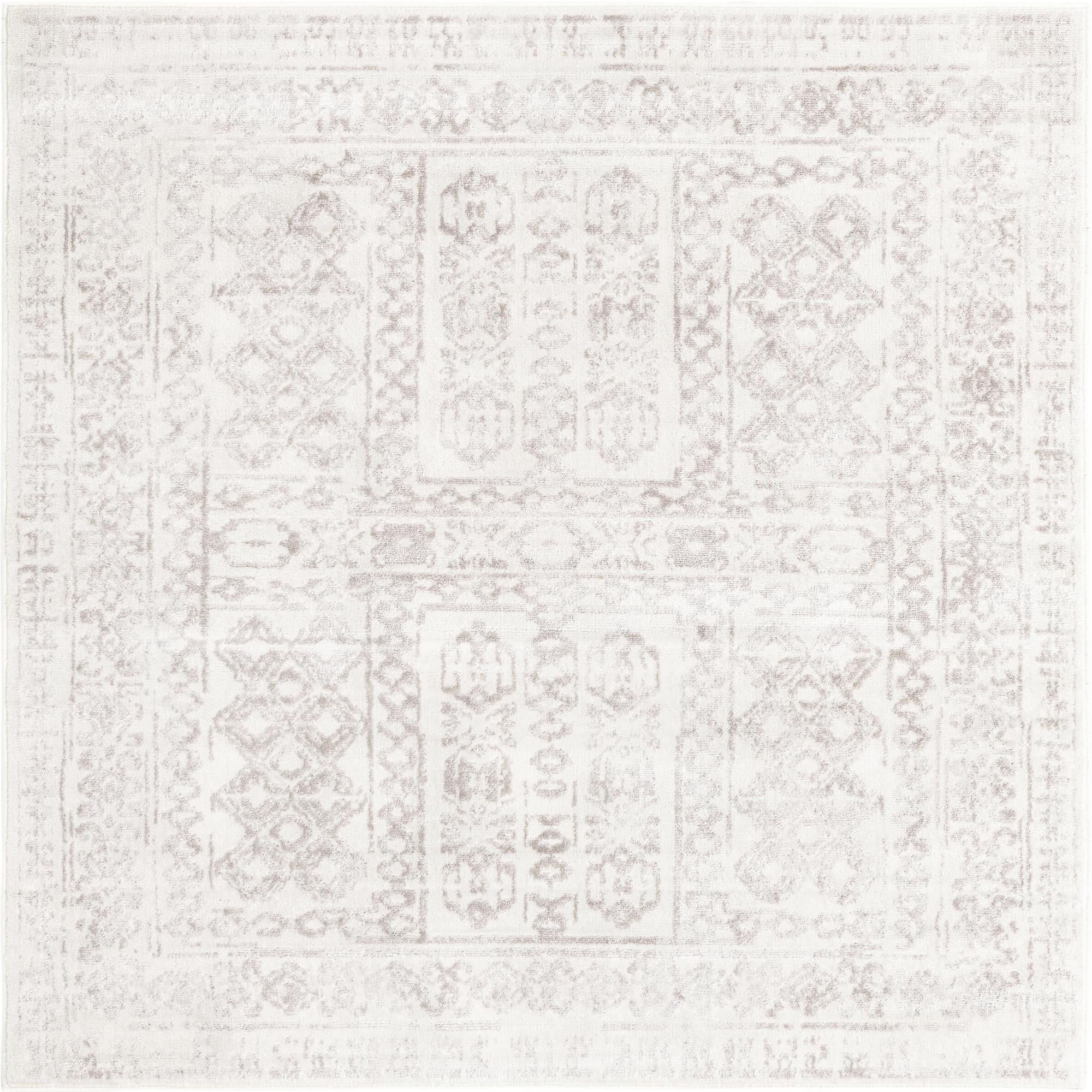 Unique Loom Magdelan Oxford Rug Cream/Ivory 5' 4" Square Border
