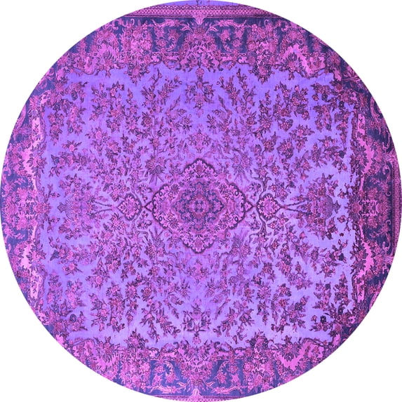 Ahgly Company Indoor Round Medallion Purple Traditional Area Rugs, 7' Round