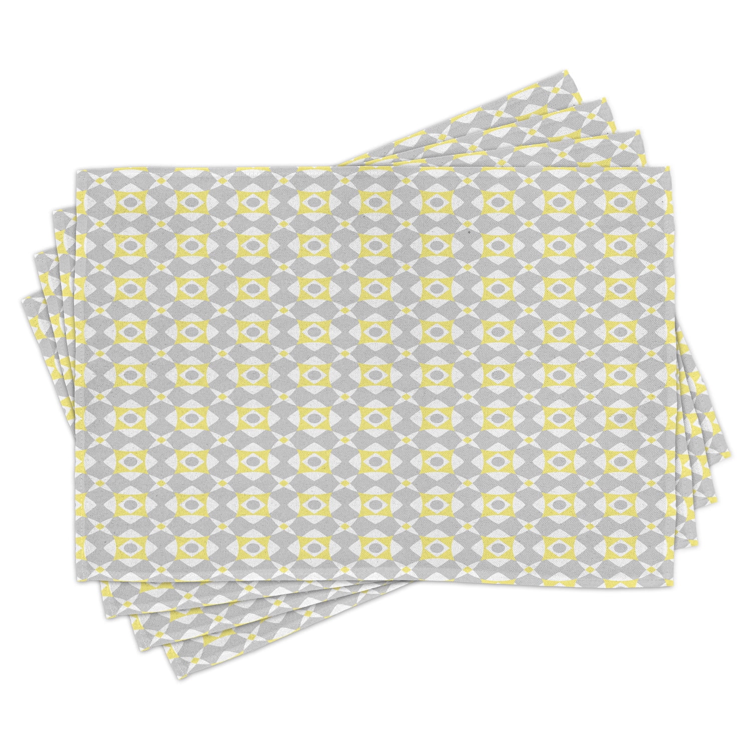 Ambesonne Geometric Place Mats Set of 4, Tile Style Squares, Standard ...