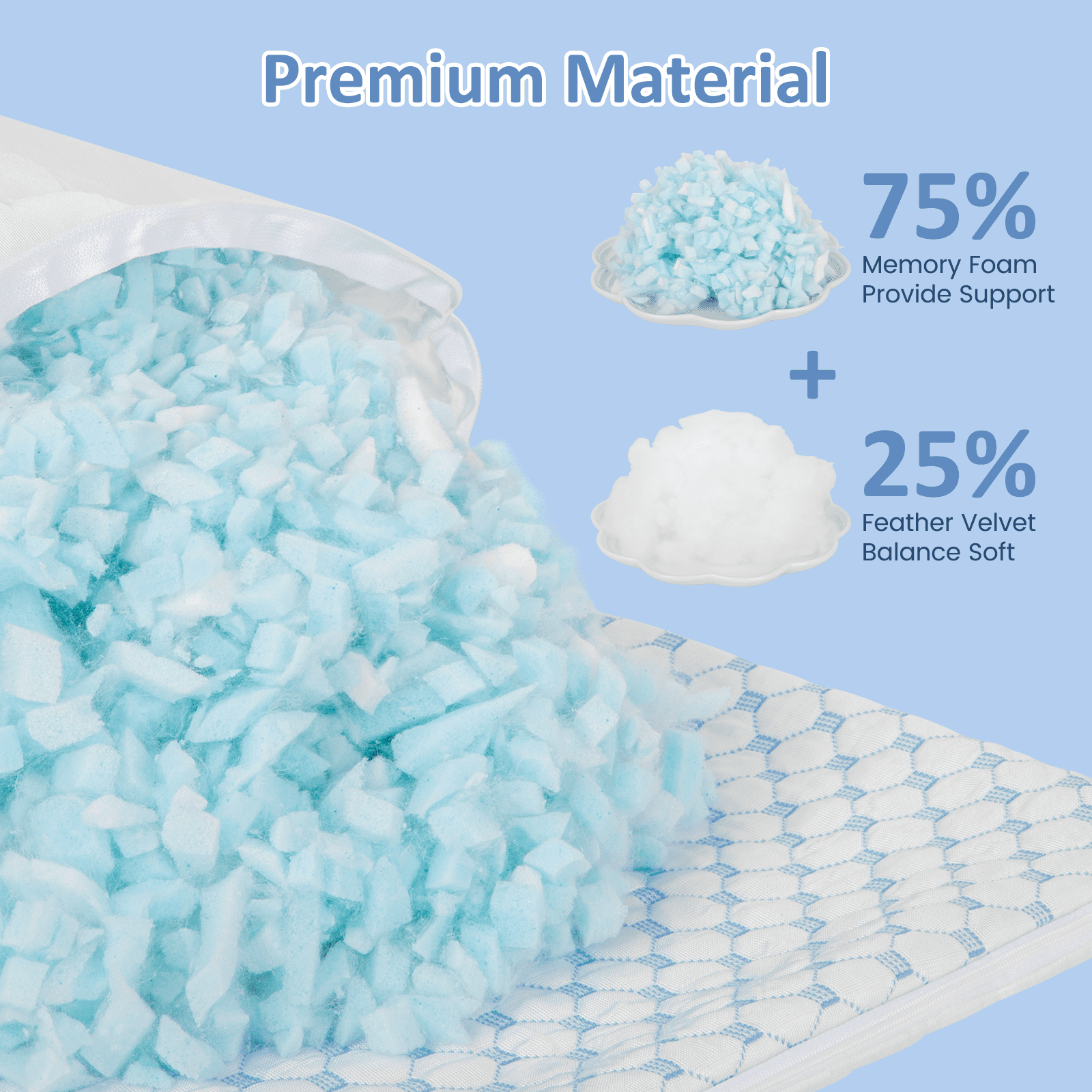 Cooling Bed Pillows King Size Set of 2, Shredded Memory Foam Pillows Adjustable Cool Pillow for Side Back Stomach Sleepers Luxury Gel Pillows with Washable Removable Cover