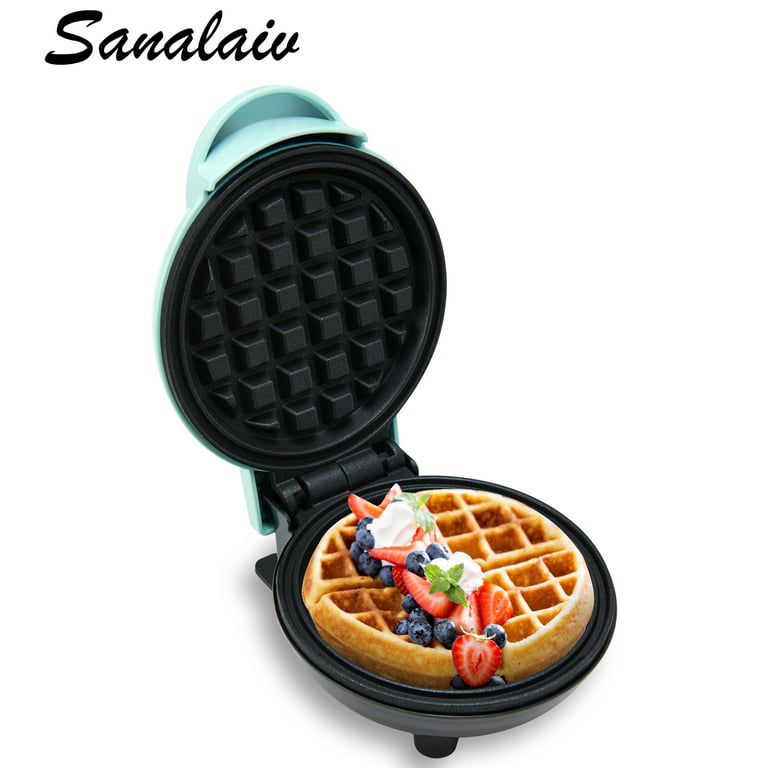 Sanalaiv Mini Waffle Maker, Small Waffle Maker, Nonstick Chaffle Maker for  Hash Browns, Keto Chaffles with easy to clean, PFOA Free, 4 Inch (Blue)