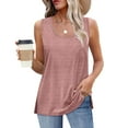 thumbnail image 1 of Hauts pour Femmes Mode Été T-Shirt Col en V Sans Manches Blouse Décontractée Rouge Pastèque TTG, 1 of 9