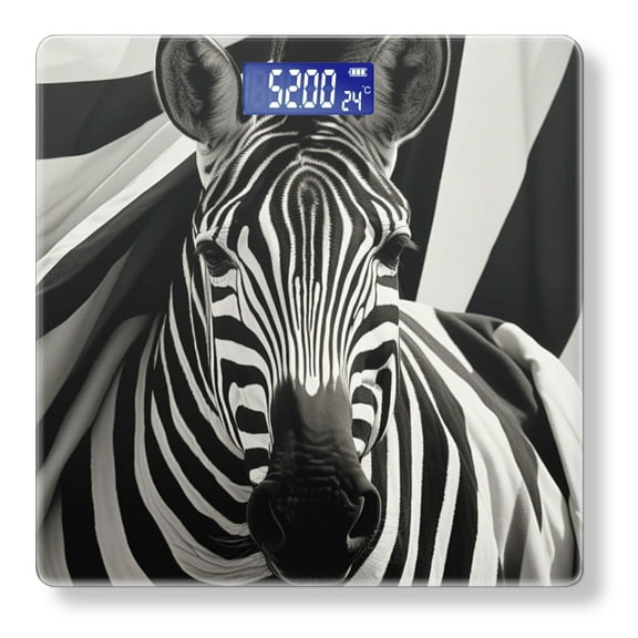 Bathroom Scale, Highly Accurate Digital Body Scale,Precisely Measures Weight up to 400 lbs-Black And White Photograph Of Elegant Zebra