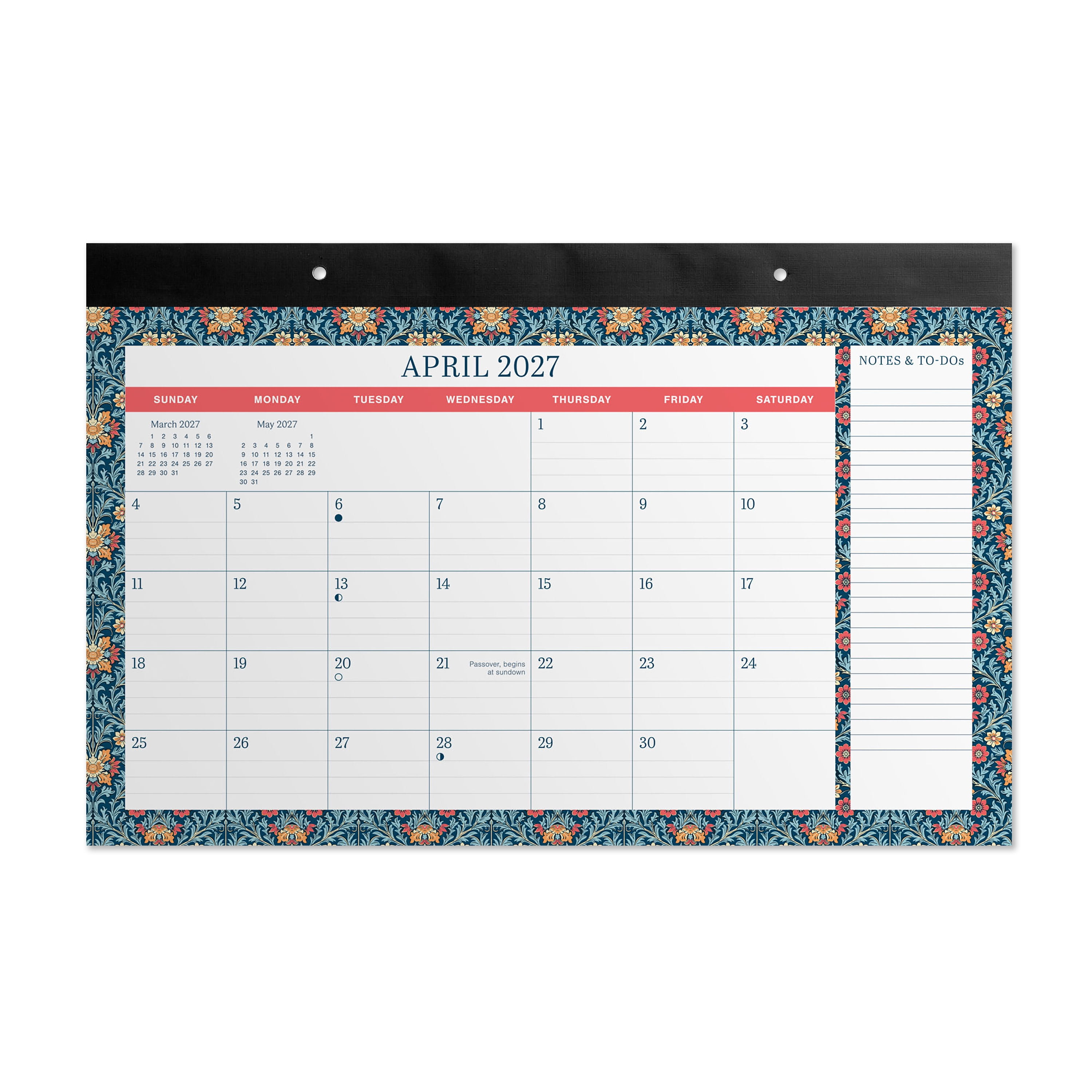 Pen+Gear Vintage Floral Desk Pad Calendar 2027, 17x11 Inches, January to December