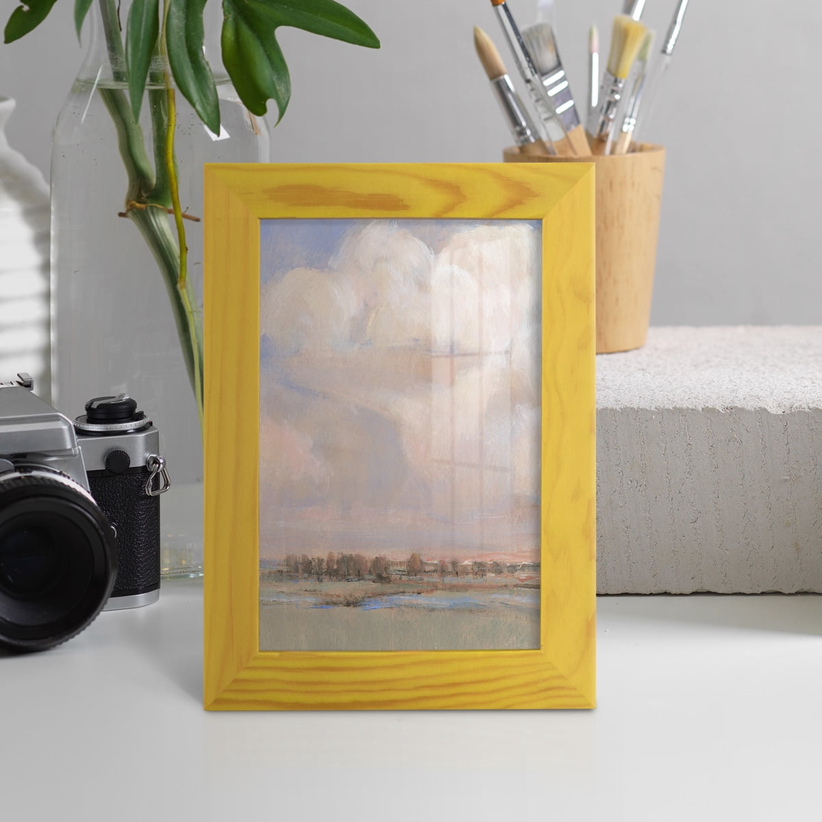Billowing Clouds II - Framed Print w/glass - Sunflower Yellow