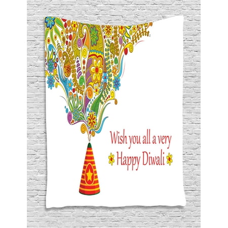 - Diwali Decor Tapestry, Indian Festive Religious Celebration Cone with Star Spraying Paisley Print, Wall Hanging for Bedroom Living Room Dorm Decor, 60W X 80L Inches, Multicolor, by Ambesonne