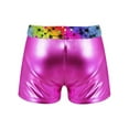 thumbnail image 3 of Zaldita Kids Girls Shiny Metallic Ballet Dance Shorts Gym Workout Bottom Gymnastics Shorts Starry Rainbow 6, 3 of 5
