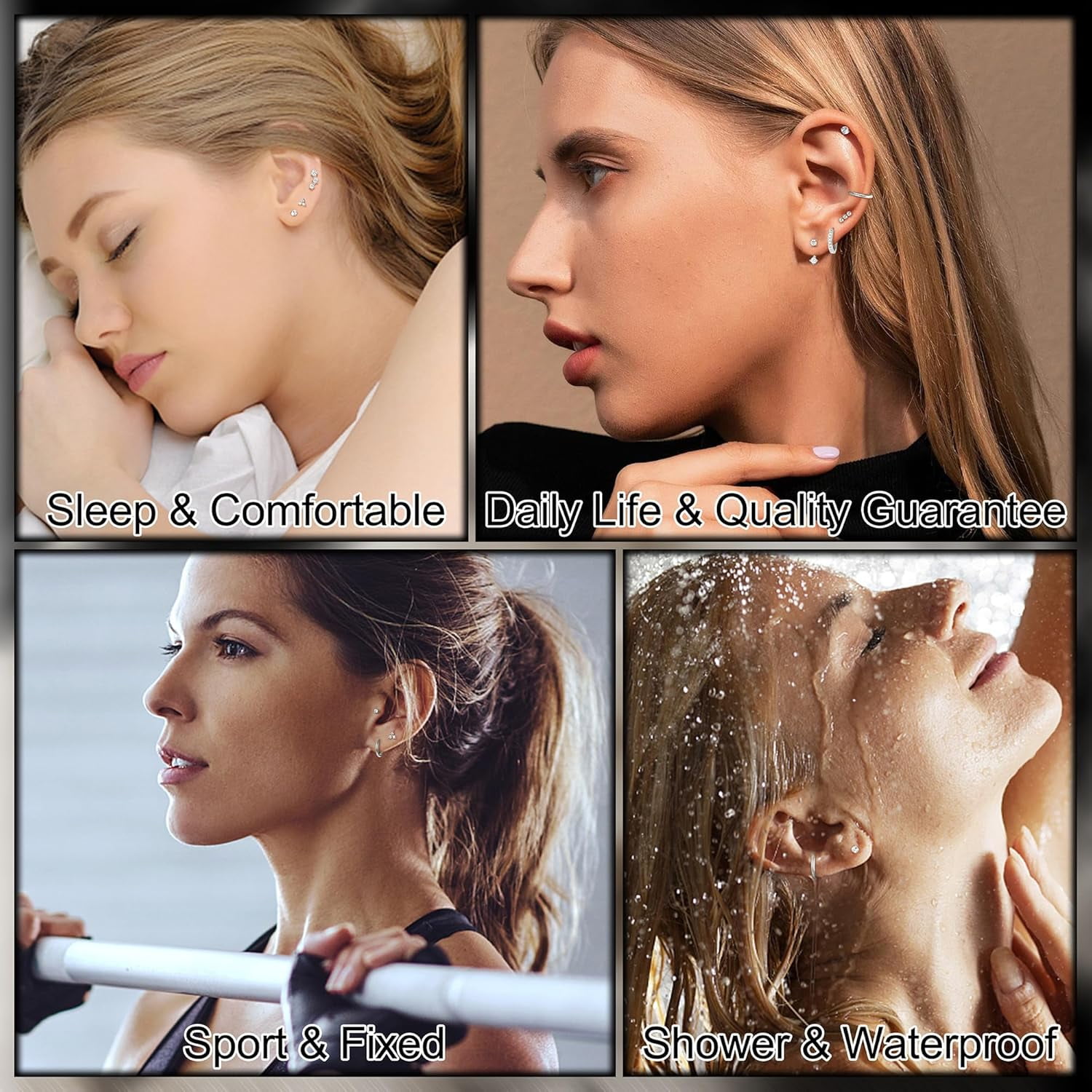 Hypoallergenic Flat Back Earrings Gold Cartilage Earring Sets for Multiple Piercing 20G Surgical Stainless Steel Earrings for Women Trendy Earring Stacks Small Hoop Flatback Stud Earrings