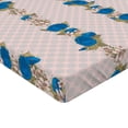 thumbnail image 4 of Ambesonne Floral Design Fitted Sheet, Rose Peony Art Dots, Queen Size, Blush Cobalt Blue, 4 of 5
