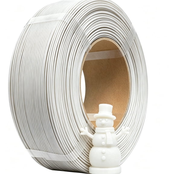 ouhos PLA Filament Refill 1.75mm, 3D Printer Filament, No Spool, for Reusable Spools, Dimensional Accuracy /- 0.02mm, Fit with Most Reusable Spools, 1KG, White