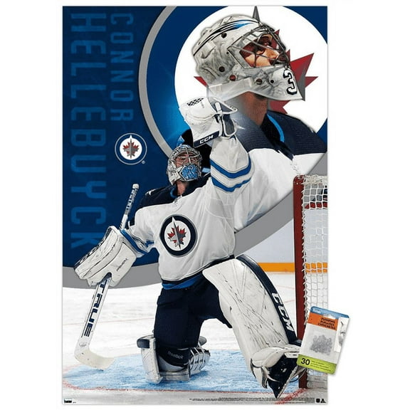 NHL Winnipeg Jets - Connor Hellebuyck 20 Wall Poster with Push Pins, 22.375" x 34"