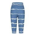 thumbnail image 5 of QATAINLAV Capri Joggers for Women with Pockets Casual Drawstring High Waist Capris Fashion Stripe Print Yoga Sweat Shorts 2024 Casual Knee Length Pajama Pant Blue M, 5 of 7