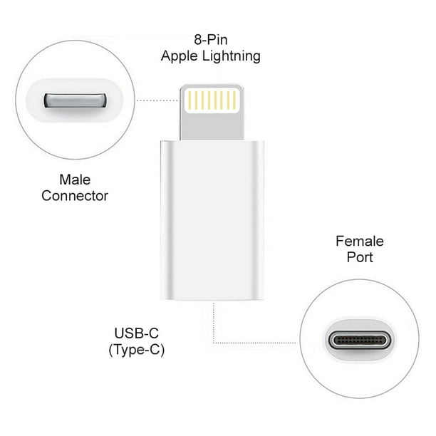 Connecteur de convertisseur adaptateur USB 3.1 Type USB-C femelle vers  Lightning Male 