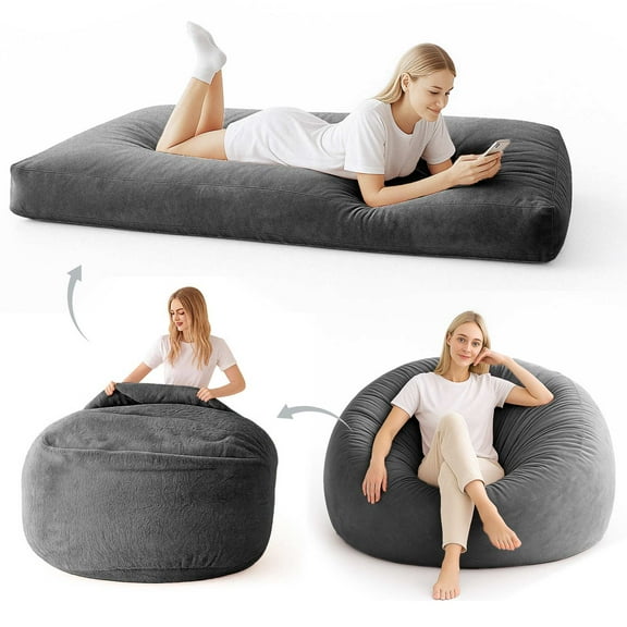 Bean Bag Chair,Convertible Bean Bag Chair Bed Giant Bean Bag Chairs for Adults Memory Foam Bean Bag Bed for Adults Bean Bags Chair that Turns into Bed