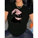 thumbnail image 1 of Camiseta Para Mujer Verano Suave Camiseta Con Cuello Redondo Para Mujer Para Caminar Por La CalleChic Pink Hat Kitten Graphic Tee for Women - Casual Crew Neck Short Sleeve, Stretchy Polyester Blend,, 1 of 7