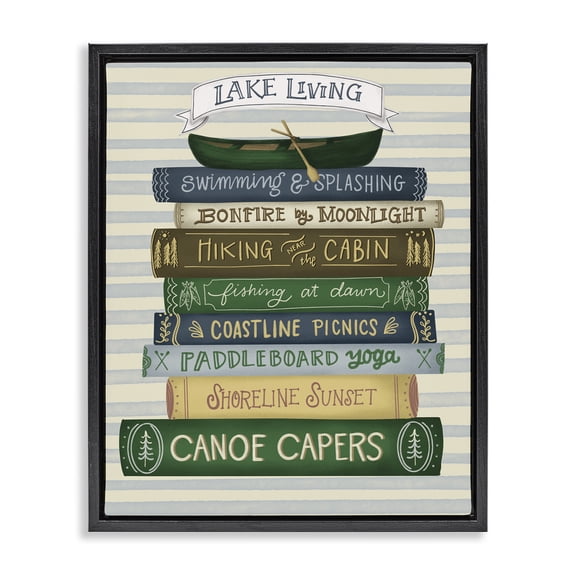 Stupell Industries Lake Living Books Black Framed Floater Canvas Wall Art, design by Giao Williams