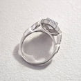 thumbnail image 3 of Dash Jewel 14K White Gold Plated 2 Ct Diamond Engagement Ring - Oval Cut Simple Floral Halo Design - Stunning Choice for Your Special Day - Make Every Moment Sparkle with Elegance Ring for Her, 3 of 3