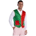 thumbnail image 5 of YiZYiF Men's Mrs Santa Claus Christmas Elf Vest Costume Sleeveless Red Green Color Block Waistcoat Top Red&Green L, 5 of 7