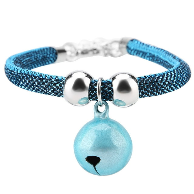 Collar de nailon estilo japonés para mascotas, accesorio con cascabel para gato y cadena de extensión (azul)
