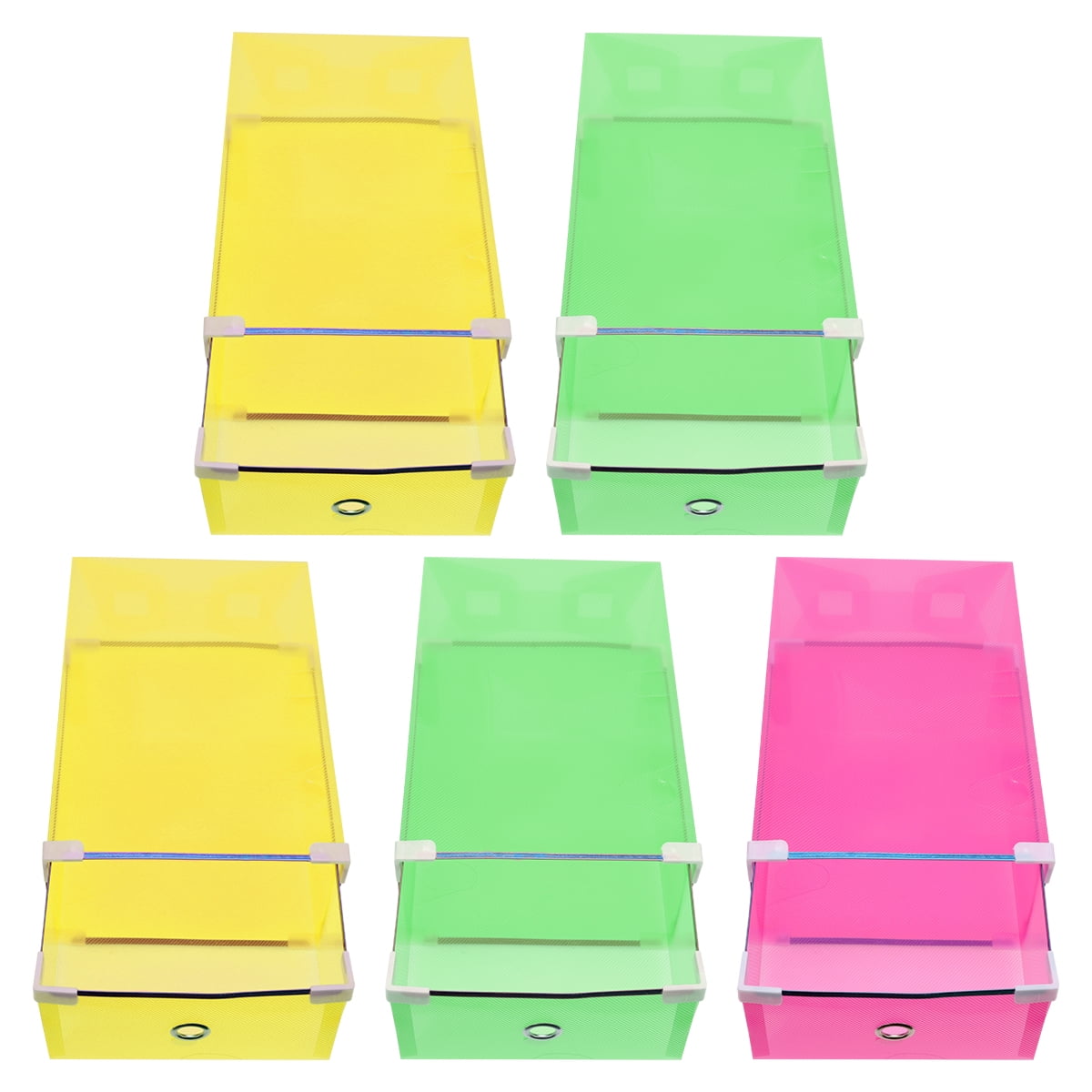 5pcs Plastic Crate Storage Clear Drawer Shoe Boxes Stackable Shoes Case