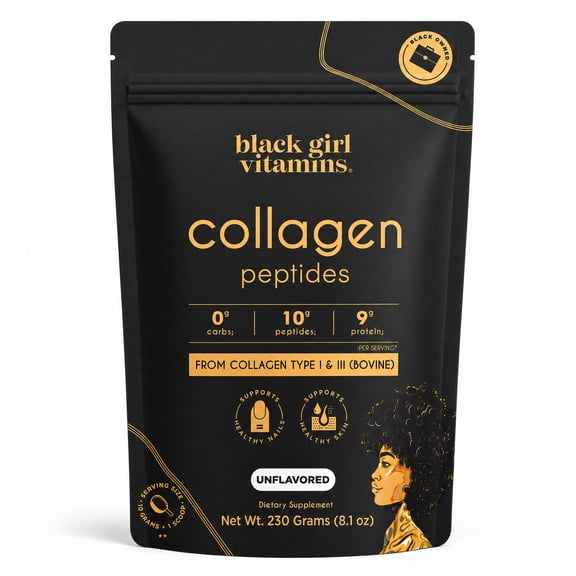 Black Girl Vitamins Grass-Fed Bovine Collagen Peptides Powder, 8.1 oz