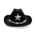 thumbnail image 2 of Sparkly Star Cowboy Hat For Kids Western Party Festival Sun Outdoor Play For Girls And Boys Casual Black - One Size, 2 of 8