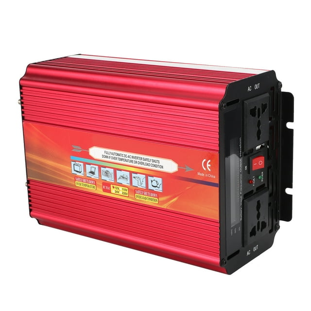 Inversor de corriente USB, inversor de corriente LCD de 2000 W, convertidor de corriente, accesorio para vehículos, tecnología avanzada