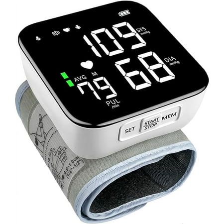 Wrist Blood Pressure Monitor,Blood Pressure Monitors for Home Use 2X90Reading Memory Large LED Screen Automatic BP Monitor Rechargeable Blood Pressure Monitor Talking Blood Pressure Machine