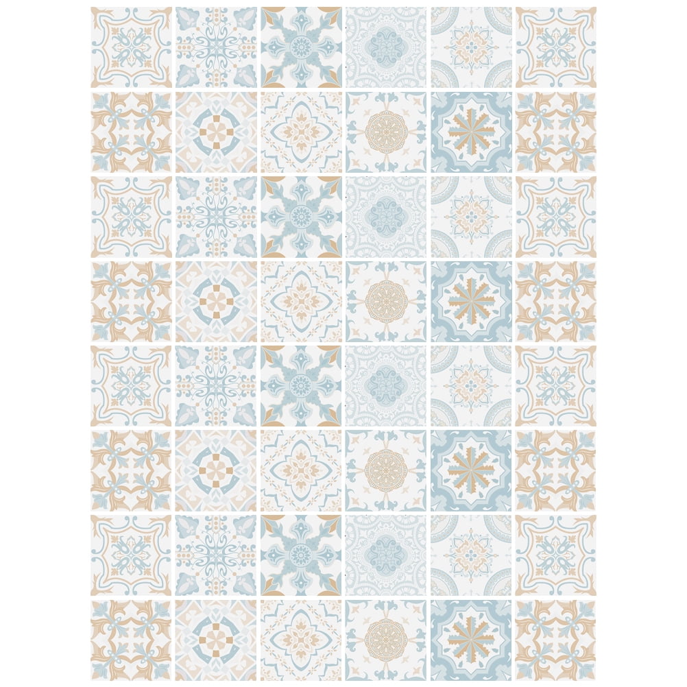 48pcs Fresh Style Tile Stickers Tile Decals Kitchen Peel and Stick Wall ...